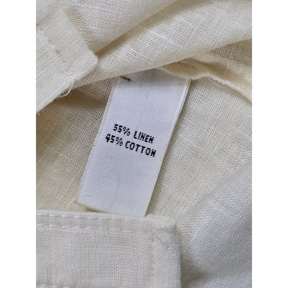 Chaus Womens Off White Button-Down Shirt Linen Cotton Blend Front Pocket Size 12 - Picture 3 of 5